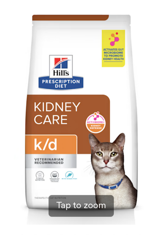 Hill'S Prescription Diet K/D Kidney Care Ocean Fish Dry Cat Food, Veterinary Diet, 4 Lb. Bag
