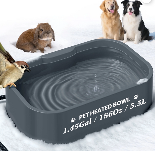 Thermal-Bowl Outdoor Heated Cat & Dog Water Bowl Granite 1.5 Gallons